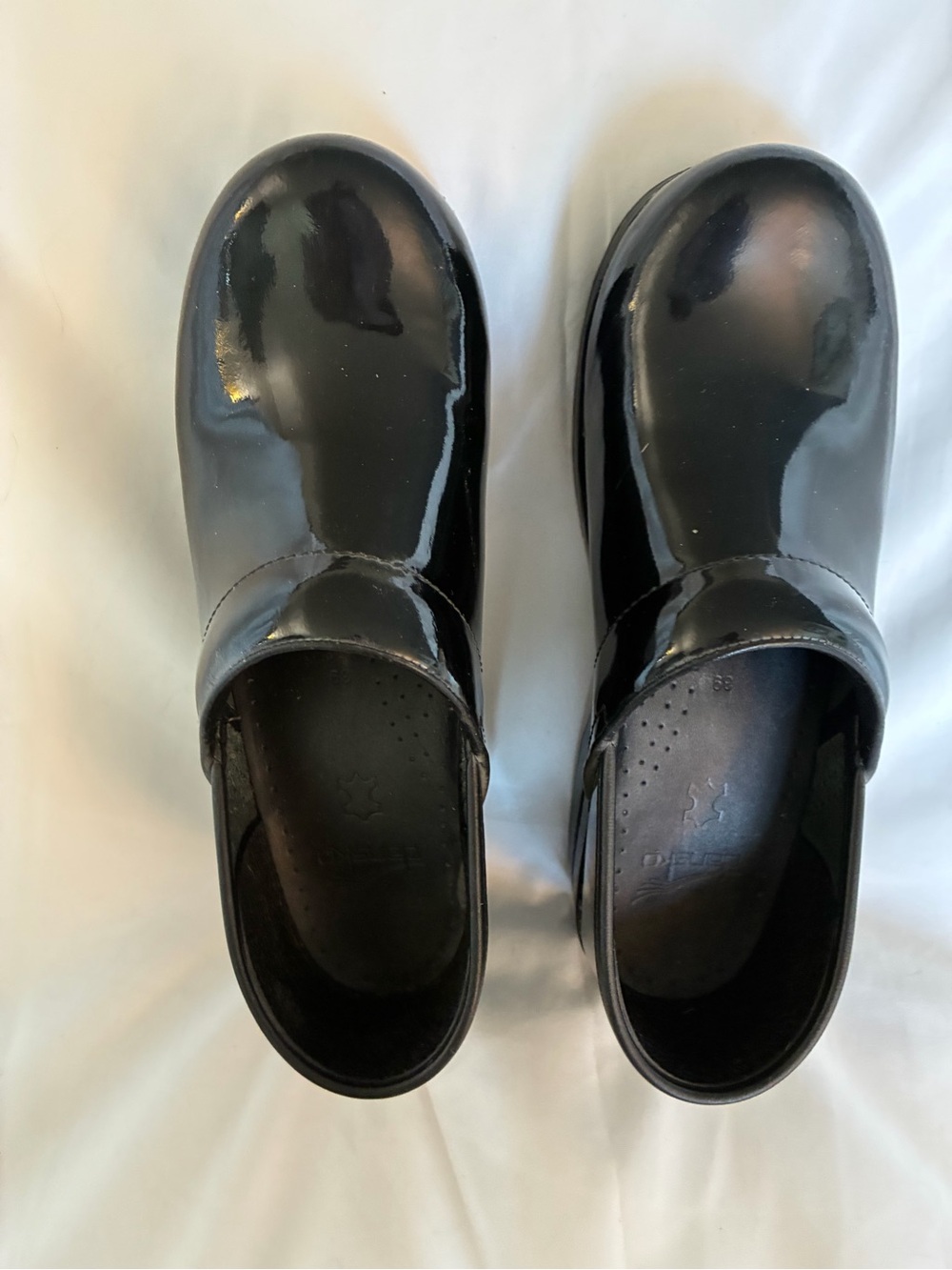 Classic Dansko Black Patent Clogs size 39